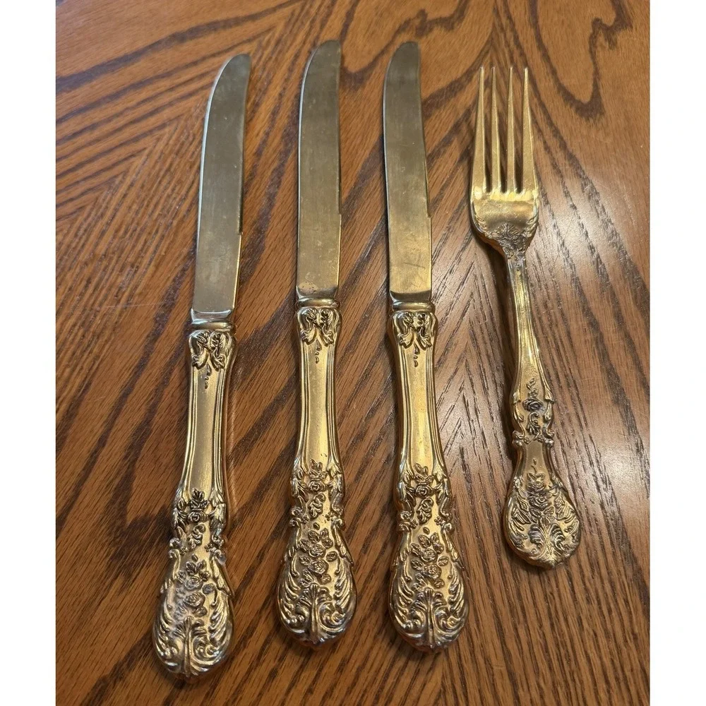 Lot Of 4 Int'l FB Rogers China French Rose Silver Plated Knives Fork‎ Flatware